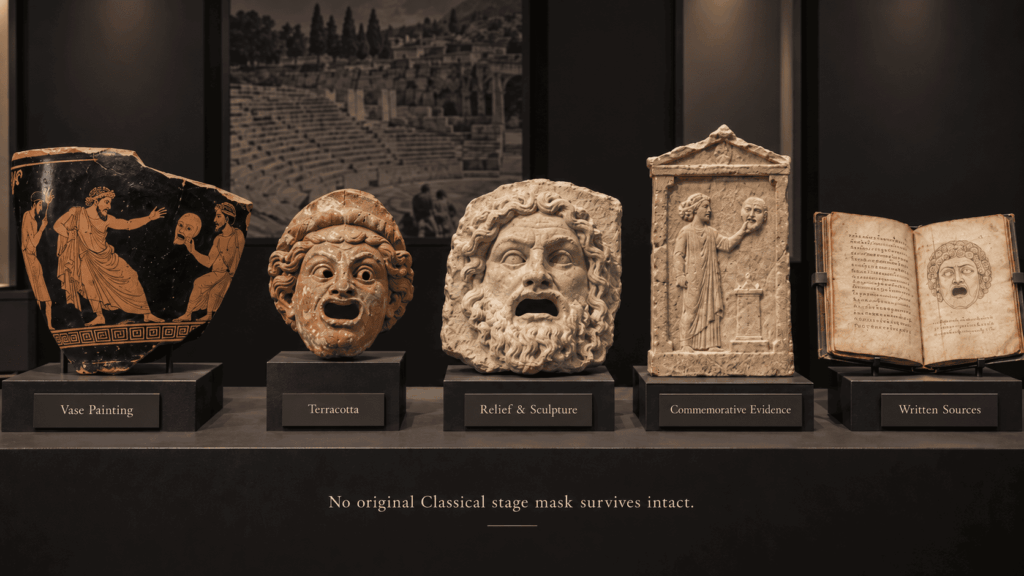 Archaeological evidence used to study masks in ancient Greek theatre