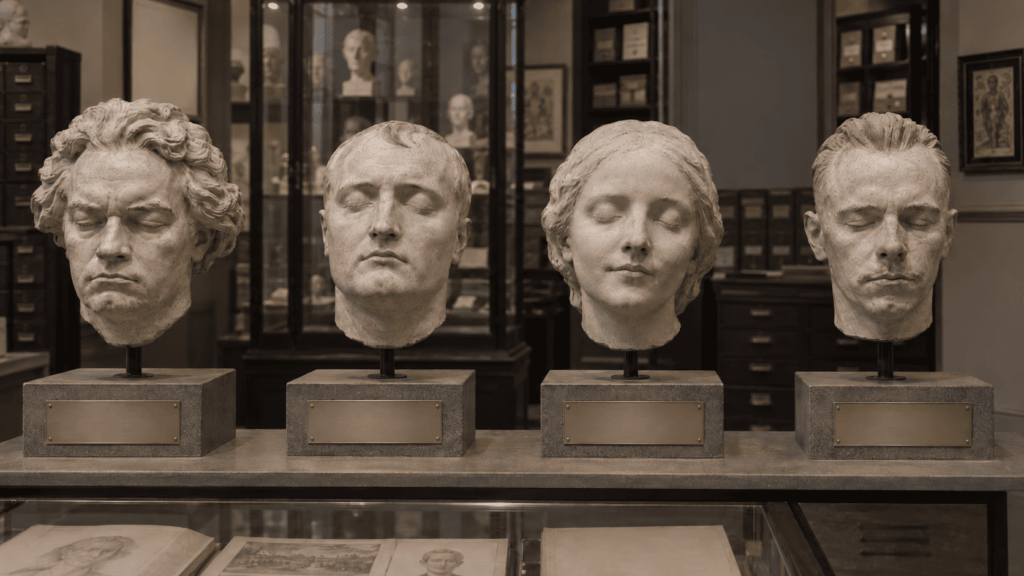 Museum display inspired by famous historical death masks